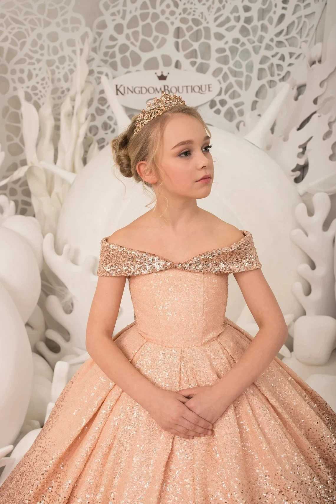 Luxury Formal Evening Dresses for Flower Girl Dress Kids Birthday Party Elegant Sequins Gown Fluffy Long Pageant Prom Ball Gown X250203