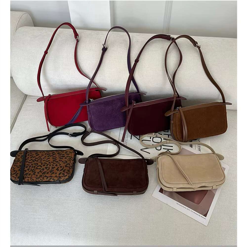 New Simple First Layer Cowhide Suede Square Flap Small Thin Design Daily-Use Women Crossbody Bag