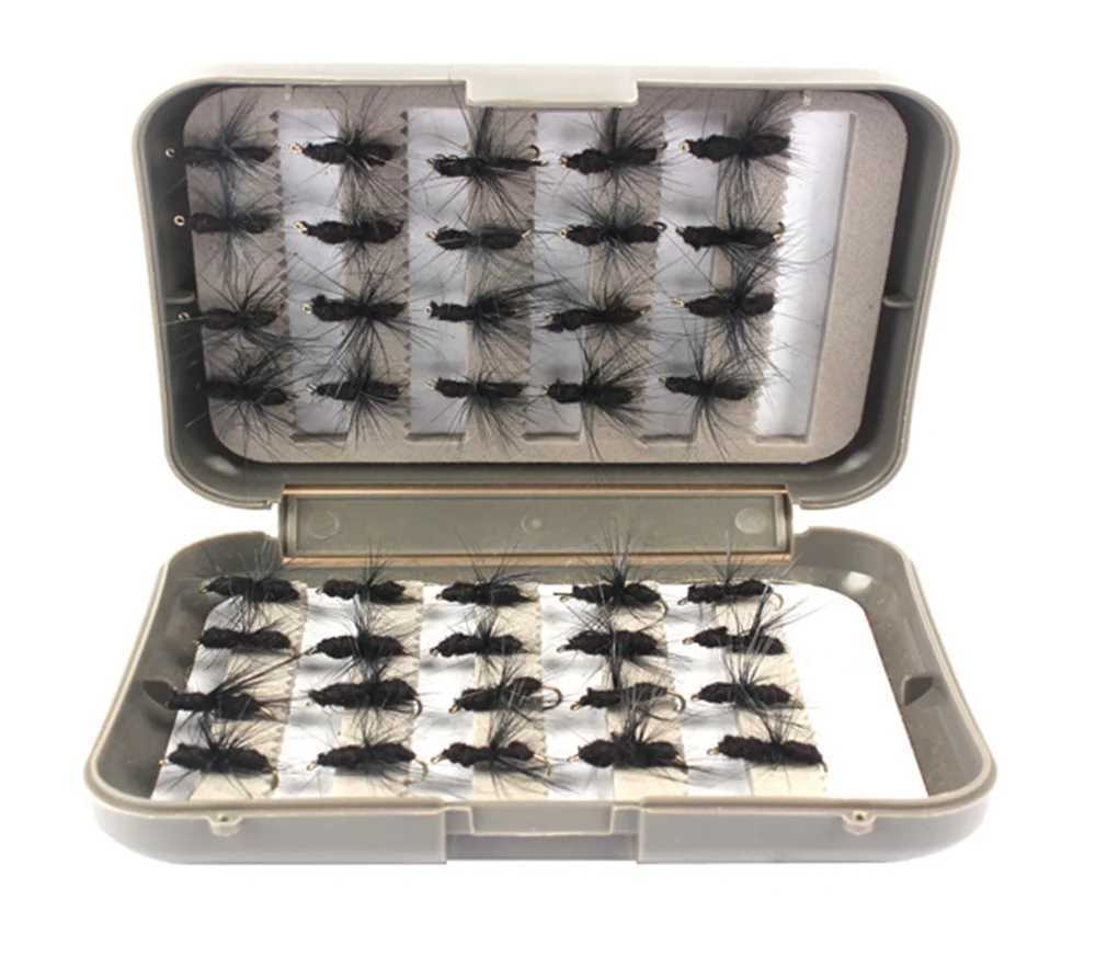 40Pcs/Box Lure Bait Kit Black Red Trout Nymph Fly Fishing Lure Dry/Wet Flies Nymphs Ice Fishing Lures Artificial Bait with BoxedXJ250122