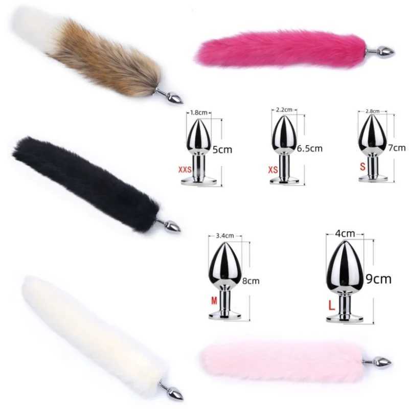 5 Color 5 Sizes Metal Anal Plug Erotic BDSM Ass Fox Tail Fetish Butt Extender Dilator Sex Toys For Women Gay Cosplay Adult GamesXJ250121