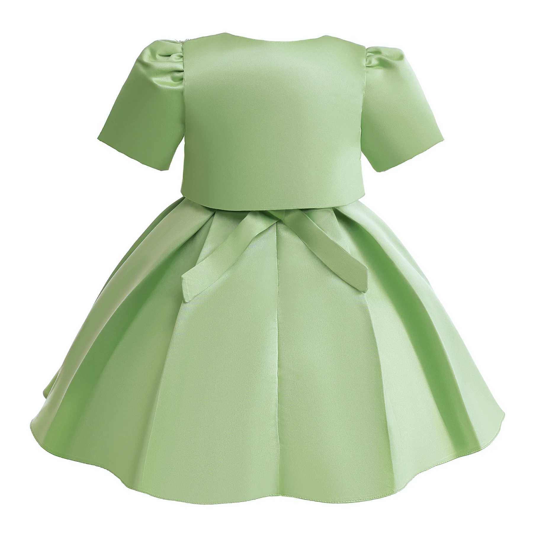 New Girls Dress Summer Sleeveless Princess Dress + Matcha Green Short Jacket 2Pcs Piano Performance Gown 2-10 Years Kids Clothes X250203