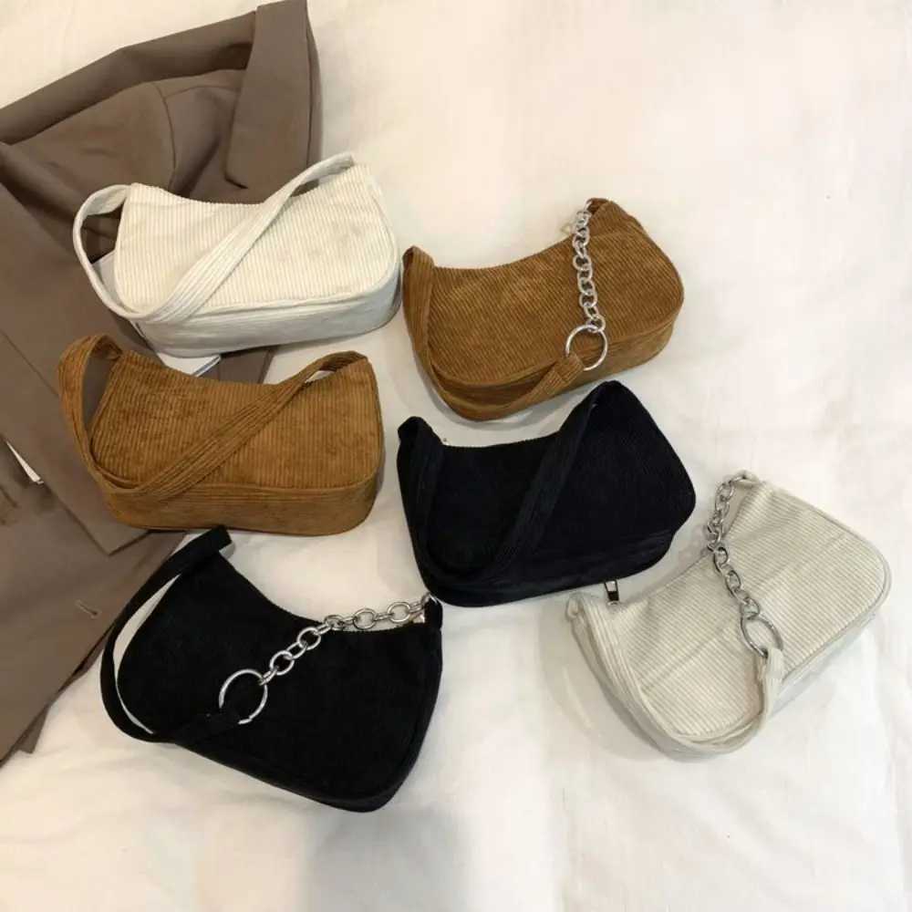 Exquisite Corduroy Shoulder Bags Zipper Female Handbag Casual Women Shoulder Bags Female Chain Handbag Underarm BagXJ250121