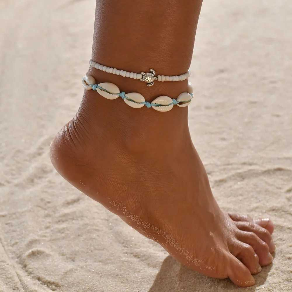 Female Bohemian Shell Heart Summer Anklets For Women Tortoise Ankle Bracelets Girls Barefoot on Leg Chain Jewelry GiftXJ250121