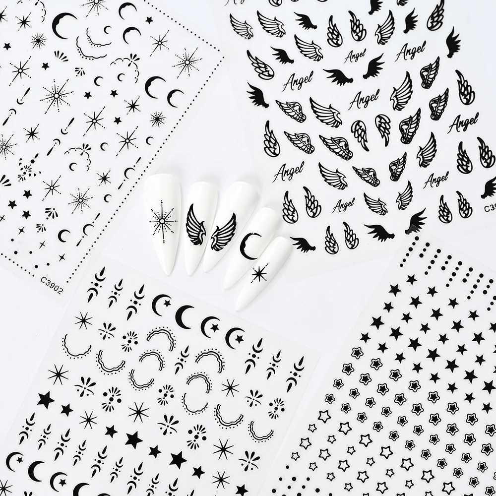 8 Sheets 5D Angel Wings Nail Art Stickers Self Adhesive Nail Decals Wing Nail Decal Wing Nail Decals Silver Nails Art StickerXJ250120