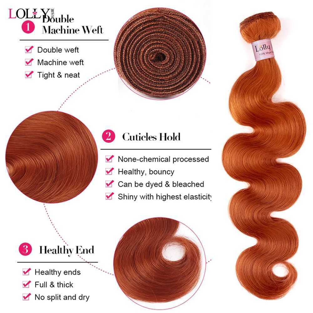 Lolly Ginger Body Wave Bundles With Clo Brazilian Hair Weave Bundles With Clo 4x4 Human Hair Extension Body Wave BundlesXJ250120
