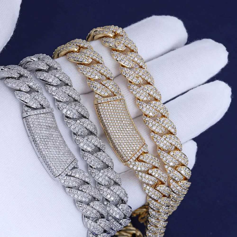 NUOYA 13MM 2 Rows Hip Hop Cubic Zircon d Out CZ Bubbles Cuban Chain Necklace Women Mens Jewelry Party GiftXJ250114