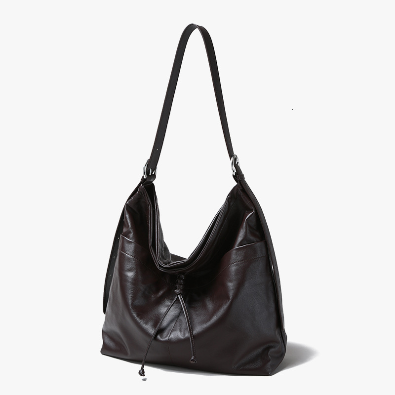 Bag 2025 New Genuine Women's Tote Head Layer Leather Underarm Bow Flow Su Large Capacity Commuter Shoulder Bag