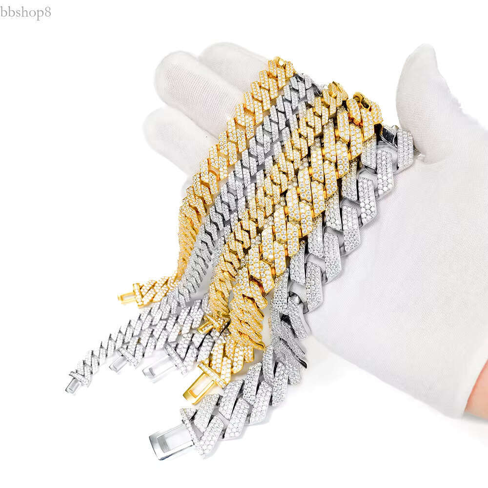 8-20mm Men's vvs Mossanite Dia Iced Out Sterg Sier Jewelry S Angeled Cuban k Chain Hiphop Trendsetter Bracelet