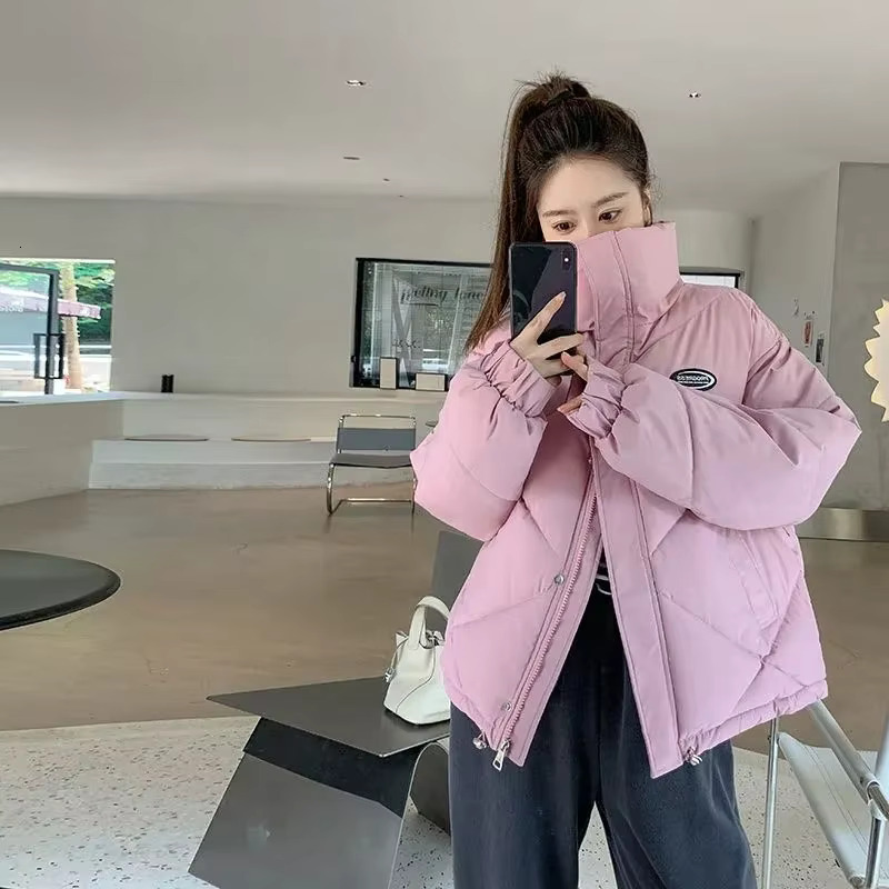 Lucyever New Winter Warm Parkas Women Korean Loose Stand-Up Collar Padded Jacket Woman Thicken Short Down Cotton Outwear