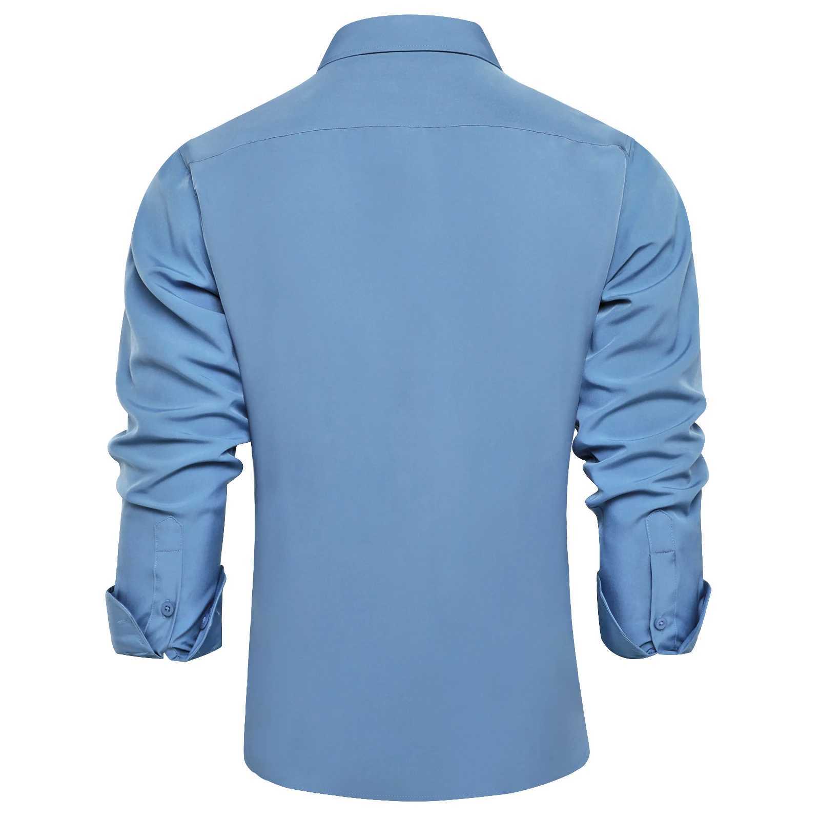 Solid Business Shirts Long Sleeve for Men Blue Yellow Red Turn Down Collar Casual Dress Shirt for Wedding Formal Men ClothingXJ250121