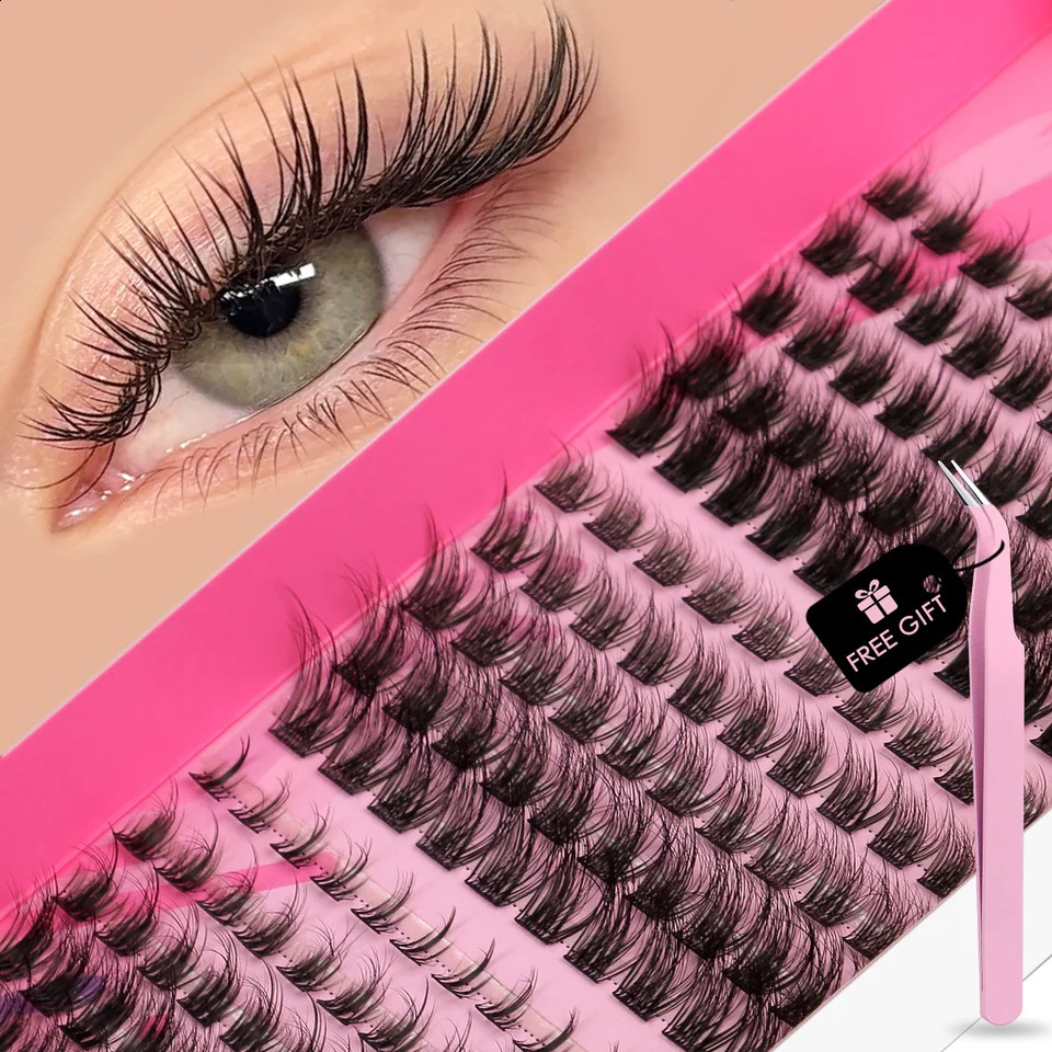 GROINNEYA DIY Lashes Extension Kit Individual Lashes Clusters Faux Mink Eyelash Extension Mix set with Lash Bond and Seal Makeup 250110