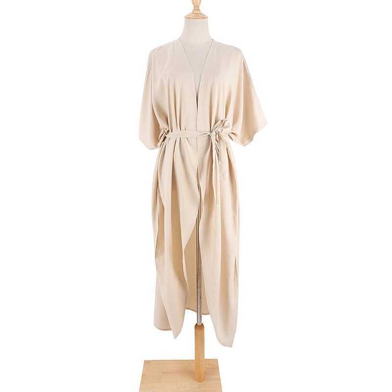 Para Praia Kimono 2023 Beach Robe Maxi Long Dr Cotton Bikini Cover Ups Beachwear Sarong Women Loose Cardigan Swimsuit Covers W250120