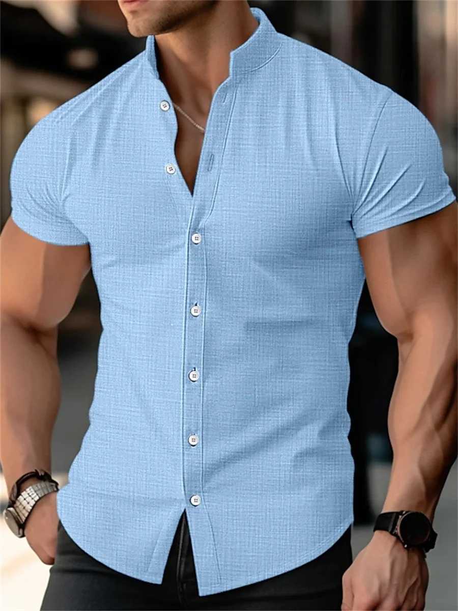 2024 Mens shirt Summer thin shirt Shirt Fashion Standling Shirt Short-sleeved Shirt Outdoor Casual XS-6XL comfortable fabricXJ250121