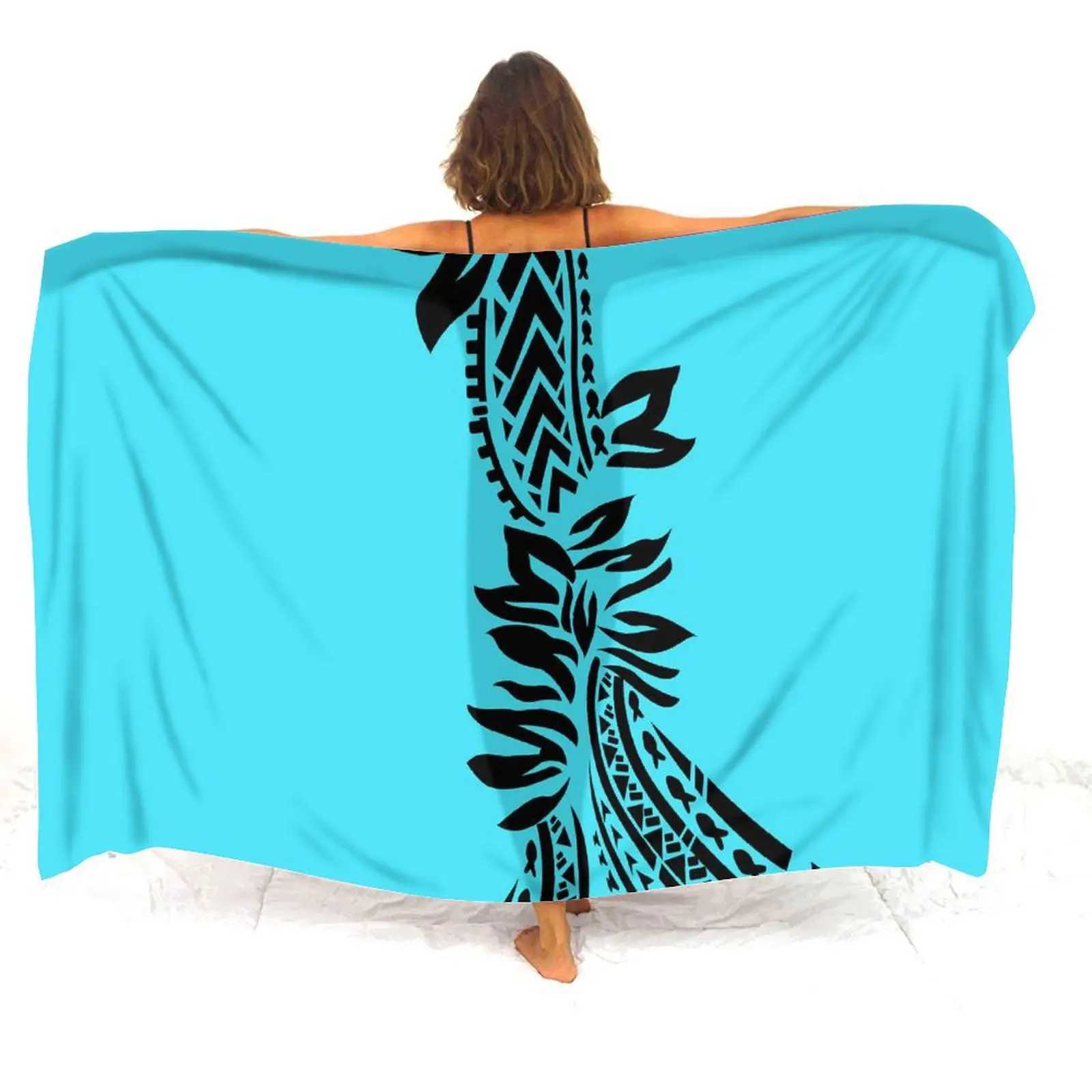 Comfortable Soft Fabric Seaside Veil Womens High Quty Sarong Sun Protection Veil Print Polynesian Tribal Ethnic Style W250120
