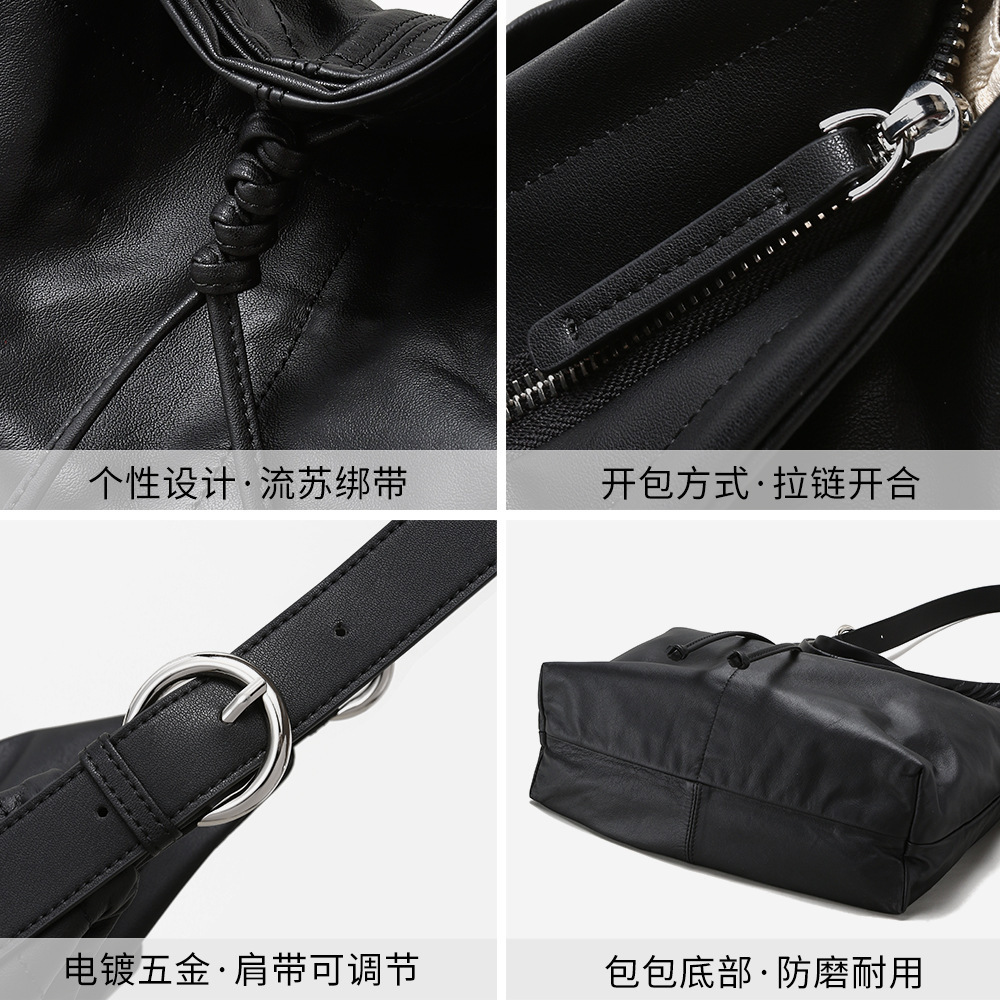 Bag 2025 New Genuine Women's Tote Head Layer Leather Underarm Bow Flow Su Large Capacity Commuter Shoulder Bag