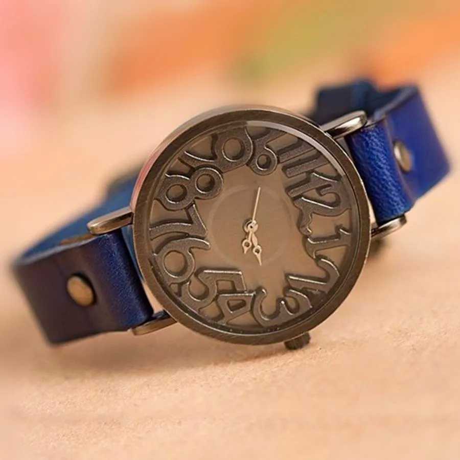 Shsby New Vintage Digital Hollow Genuine Cow Leather Strap Watches Wen Dress Watches Fem Quartz Watch Student Leisure Watch X250203