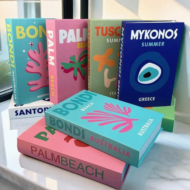 2025 Travel Series Book Storage Box Decorative Books Ibiza Miami Hawaii Coffee Table Bedroom Interior Home Decor 250109