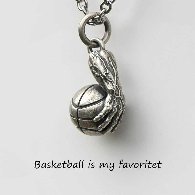 Fashion Silver Color Basketball Pendant Necklace for Men Womens Long Chain Necklace Hip Hop Jewelry AccessoriesXJ250121