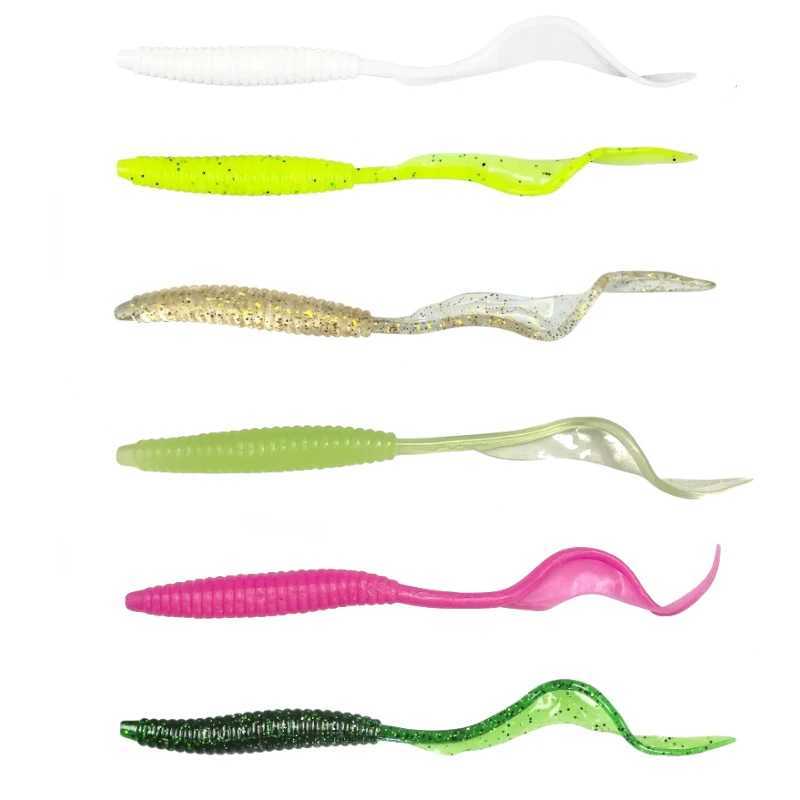 10pcs 12cm 2.2g Fishing Lure Long Wave Tail Soft Bait Artificial Silicone Sequins Long Tails Bait for Fishing Bass Pike PescaXJ250122