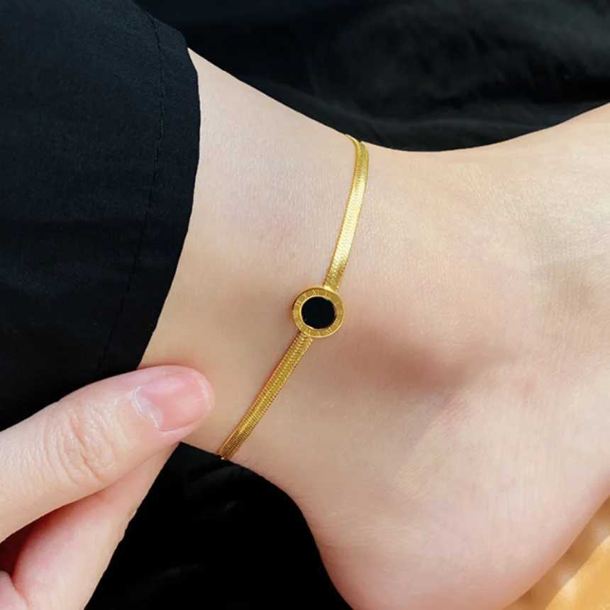 316L Stainl Steel Round Roman Numeral Anklet Ladies Fashion Trend High Jewelry Beach Accories SAB148XJ250121