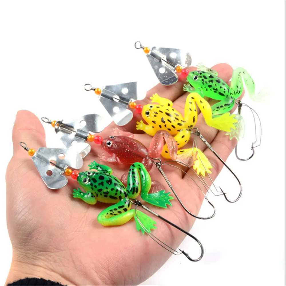 FISHINAPOT 1PCS Rubber Frog Soft Bait 90mm 6.2g Fishing Lures 4 Colors Wobblers Bass Pike CrankBait Fishing Tackle YA21XJ250122