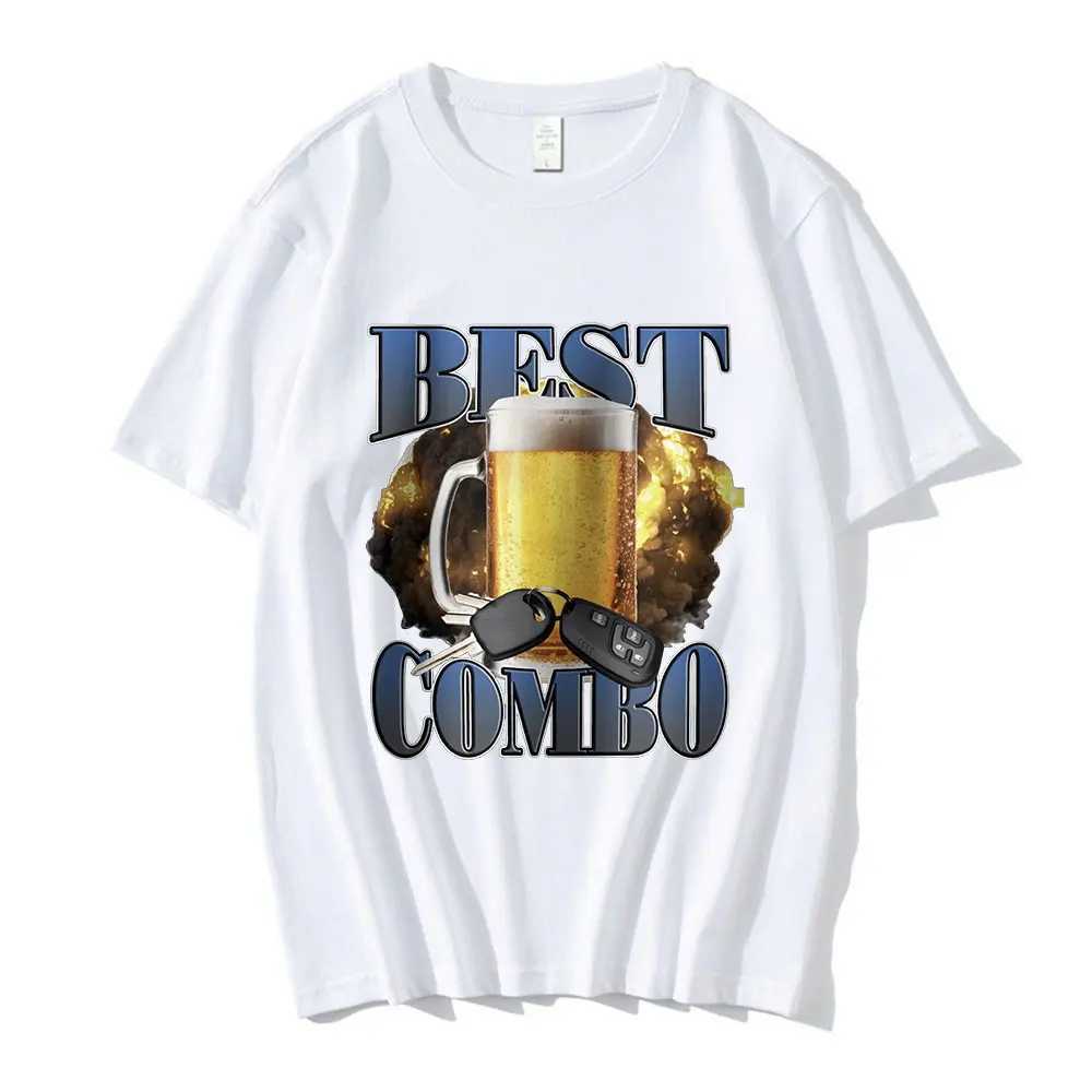 Best Combo Print T Shirt Funny Drunk Driving Short Sleeve T-shirts Mens Women 100% Casual Cotton Oversized T Shirts Streetwear X250203