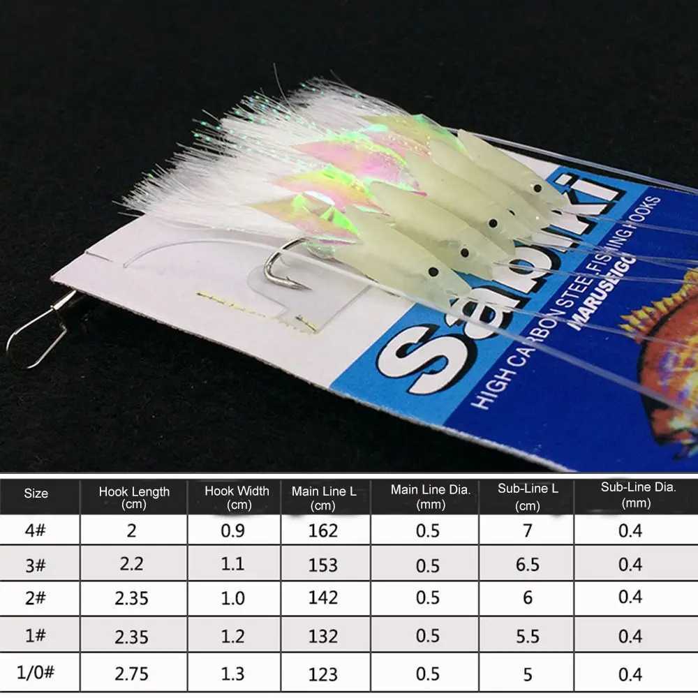 5Pcs/Set High Quality Carbon Steel Mackerel Feathers Bass Cod Lure Sea Fishing Luminous Fishing Hook Treble Bait Fishing WireXJ250122