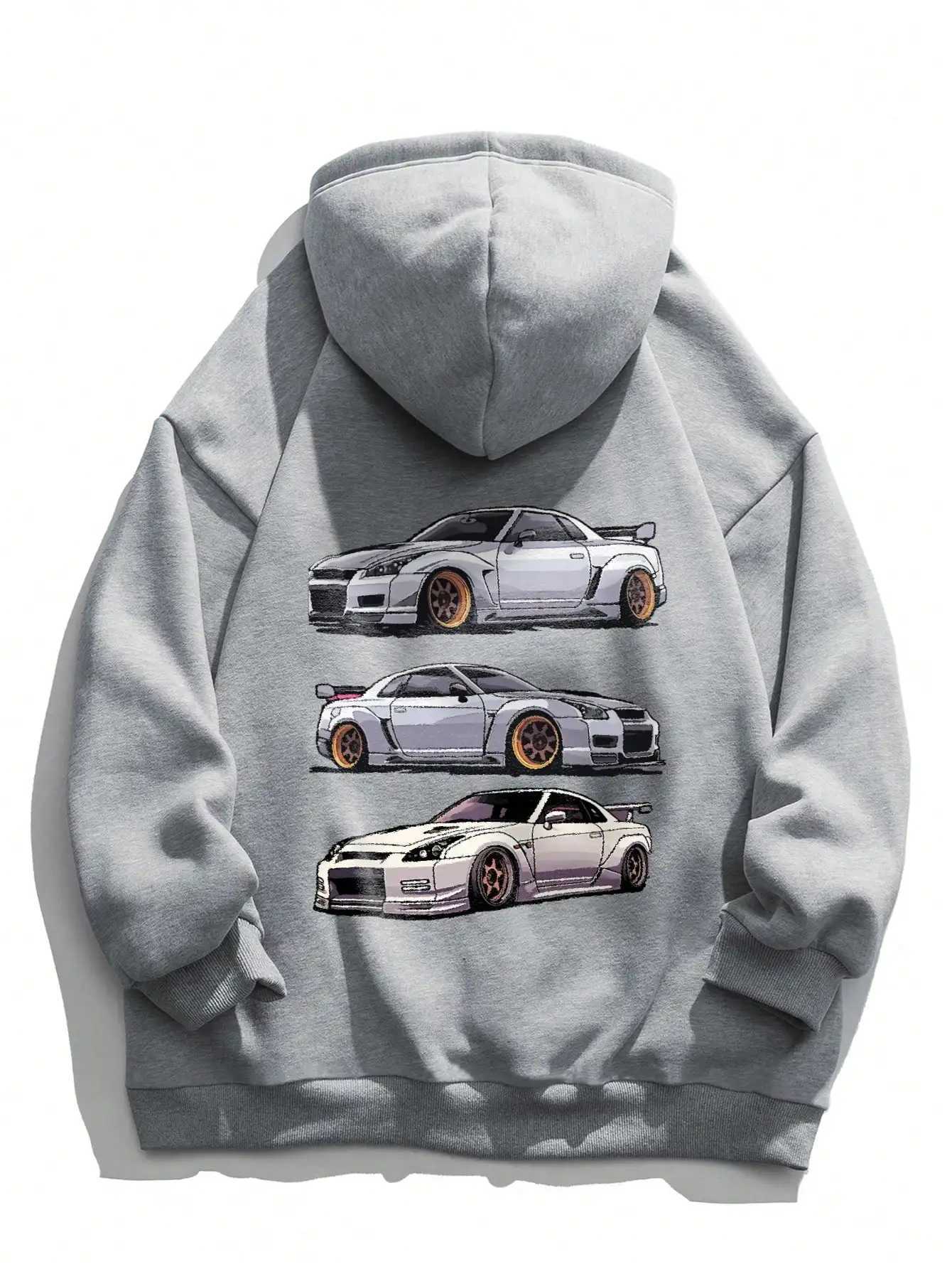 Mens Car Printed Drawstring Hoodie Autumn and Winter Casual Loose Pullover Sweatshirt Fashion Sweatshirt Long Sleeve S-3XLXJ2500118