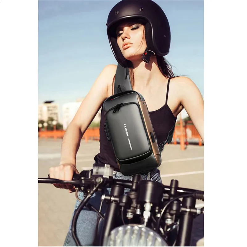 Anti theft password lock motorcycle bag mens with USB charger multifunctional saddle sports waist 250122
