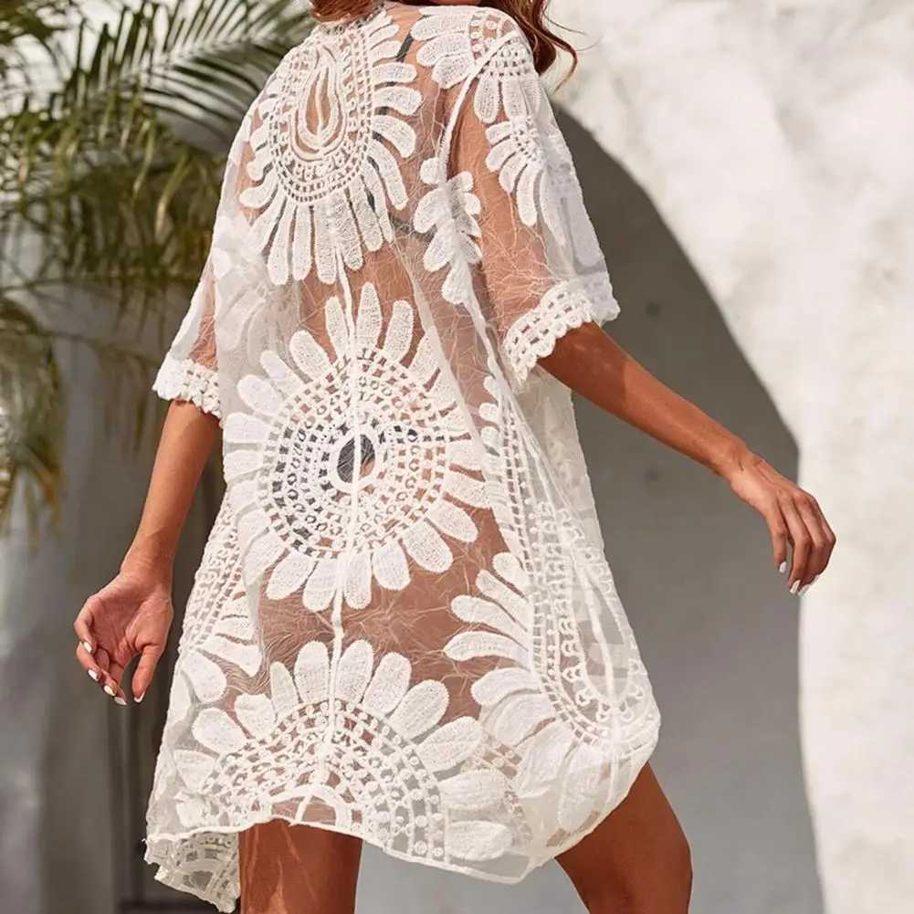 One Size Chic Open Stitch Summer Beach Dr Perspective Summer Beach Cover Up Flower Embracery Womens Wear W250120