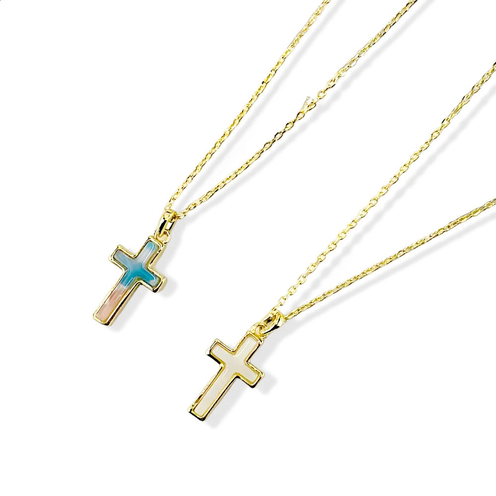 VKVVA Fashion Jewelry Cross Pendant Necklace in White Kyocera Opal for Women Unique Gifts 250109