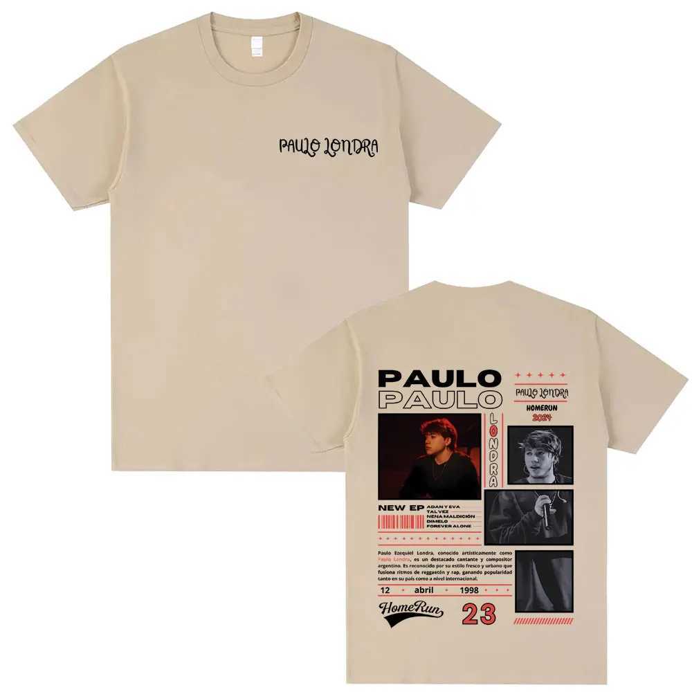 Rare Rapper Paulo London Homerun Double Sided Printed T-shirt Male Vintage Casual Tshirt Men Women Hip Hop Fashion Short Sleeve X250203