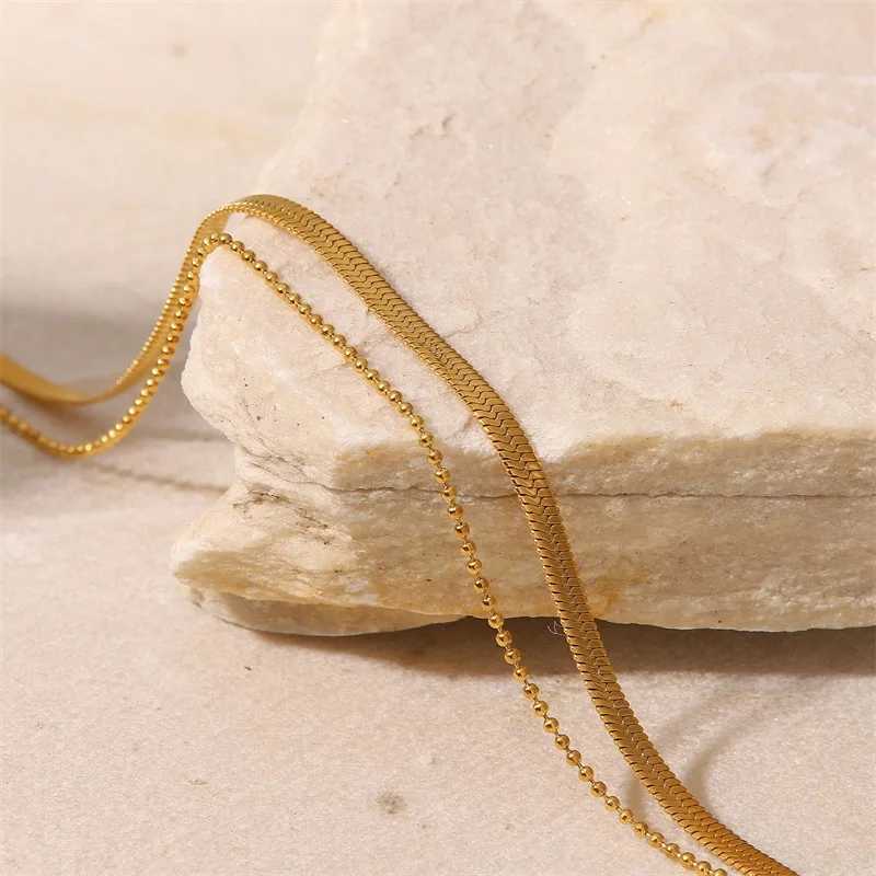 Youthway Tren Layered Gold Anklet for Women Stainl Steel Flat Snake Chain 18 K Summer Jewelry New Beach Anklets 2022XJ250121
