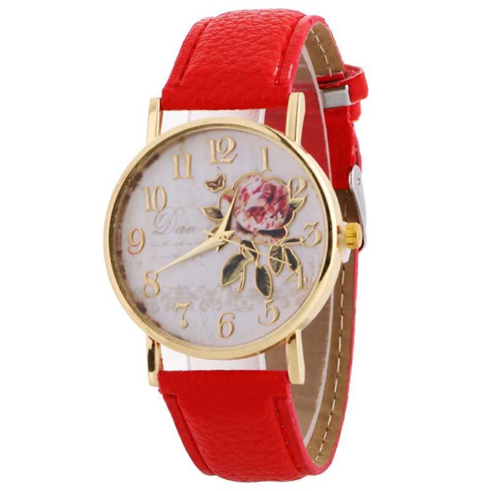 Rose round Dia watch elegant watch synthetic leather strap Arabic numeral quartz watch Montre Femme Christmas gift X250203