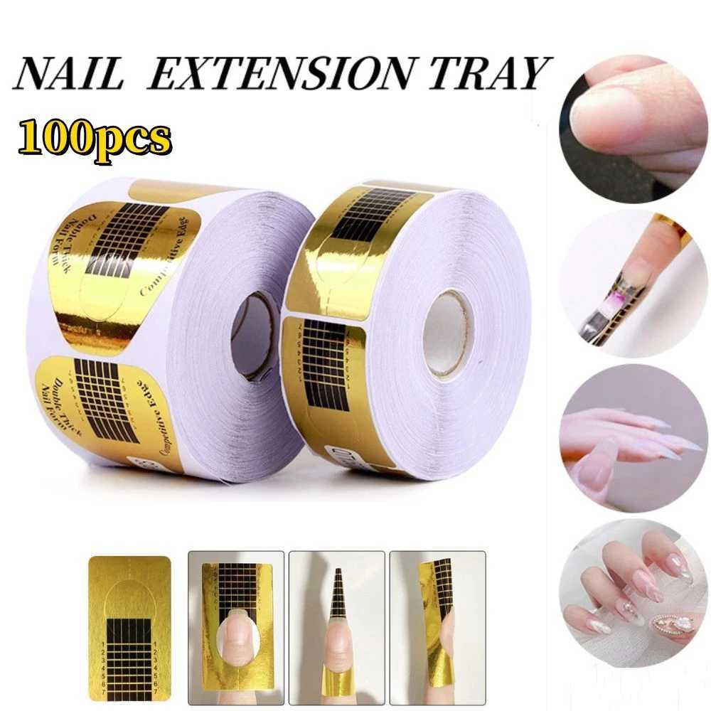 100PCS French Nail Form Tips Acrylic UV Gel Extension Curl Form Nail Gel Sticker Art Guide Paper Manicure Stencil Acrylic ToolXJ250120