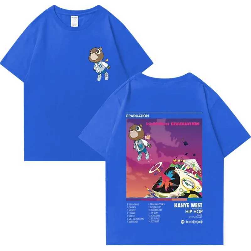 Oversized Cotton And West Graduation Graphic T-Shirt Men Women Rapper Music Album Hip Hop Streetwear Unisex T-Shirt X250203
