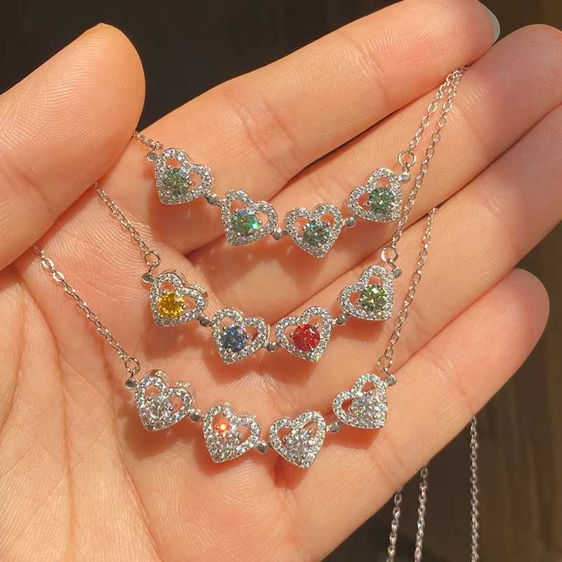 Girls Gift Moissanite Pendant for Women Original 925 Sterling Silver Jewelry Classic Heart Womens Moissanite Diamond NecklaceXJ250114