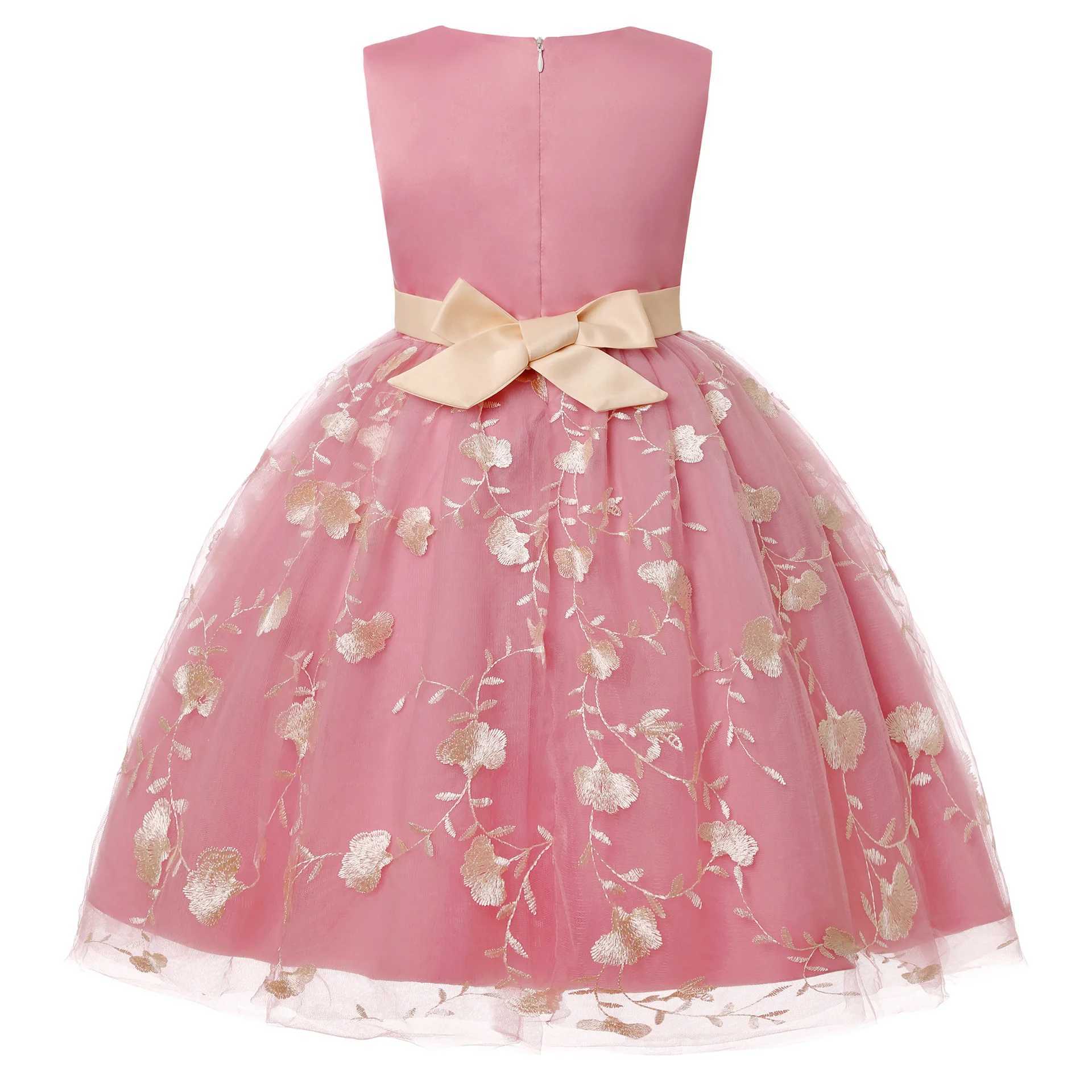 Bow Girls Dress Summer Mesh Elegant Tutu Party Dress Birthday Princess Dress 3 4 5 6 7 8 9 10 Year Old Childrens Girls Clothing X250203