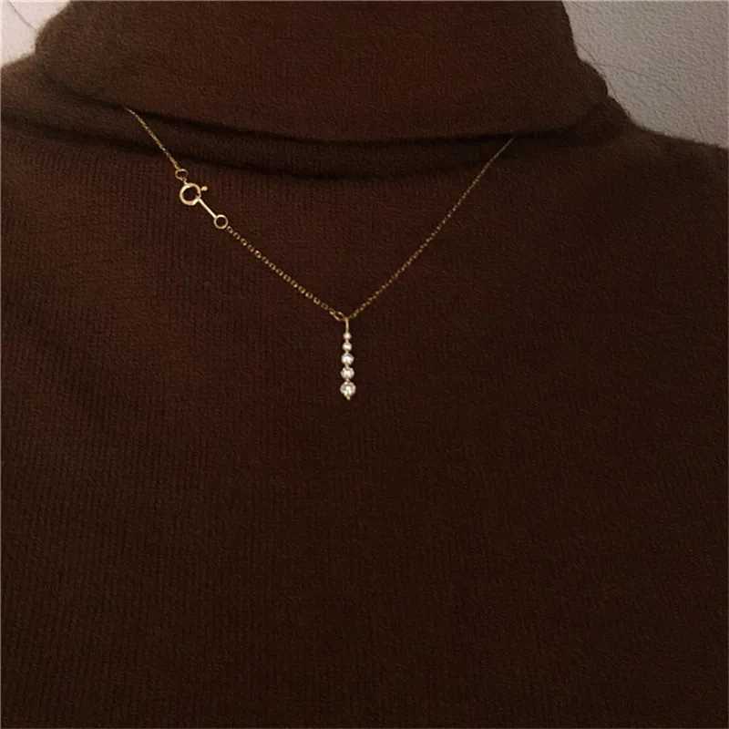 925 Sterling Silver French Simple Crystal Pendant Clavicle Chain Necklace Women Light Luxury Temperament Wedding Jewelry GiftXJ250114