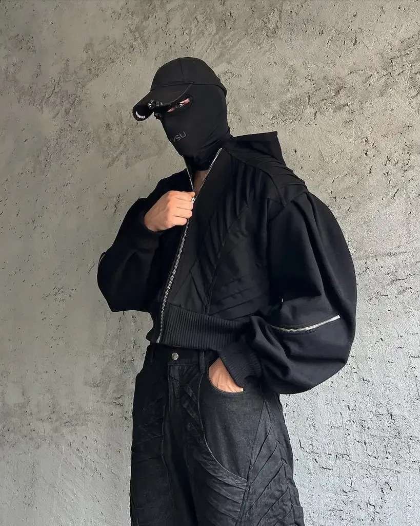Dark Retro Hoodie Y2K Zip Jacket Rock Hip Hop Embroidered Zipper Long Sleeve Oversized Sweatshirt Men Women Clothes 250110
