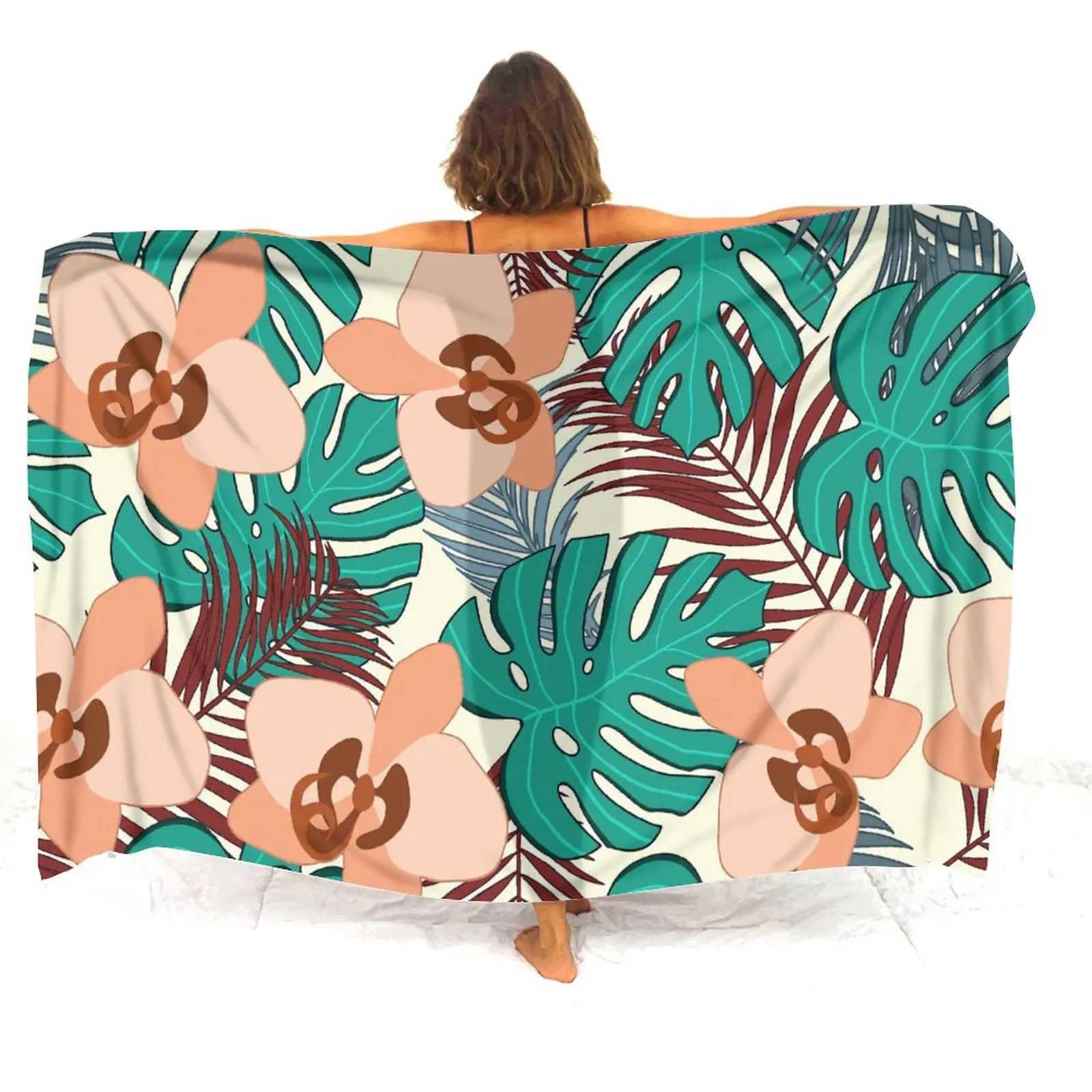 Summer Ladies Sarong Polynesian Sarong Seaside Bikini Anti-Slip Coat Shade Sarong Scarf Temperament Elegant Shl Sarong Custom W250120