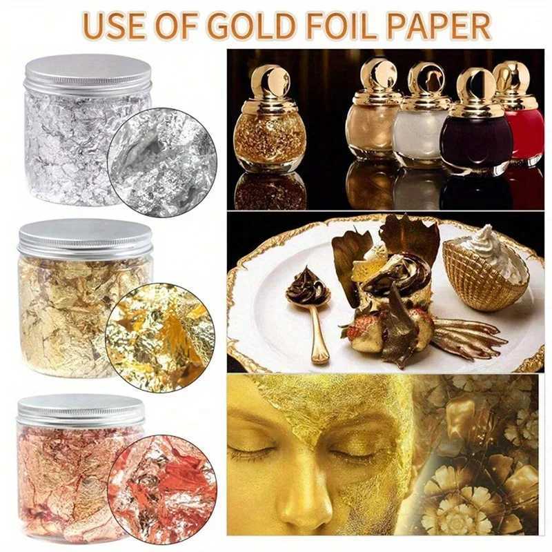 Nail Art Accessories Gold Silver Copper Foil Sequins Glitter Leaf Flake Sheet Bulk Foil Paper For Gilding Manicure DecorationXJ250120