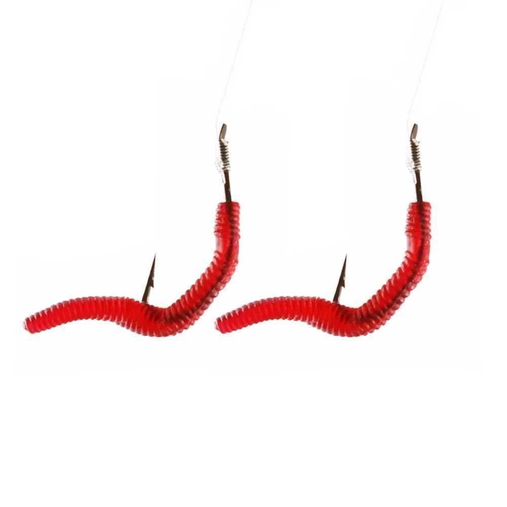 50/100pcs Lifelike Red Earthworm bait Worms Artificial Fishing Lure 40mm Soft Baits Silicone Shrimp Flavor Additive baits TackleXJ250122