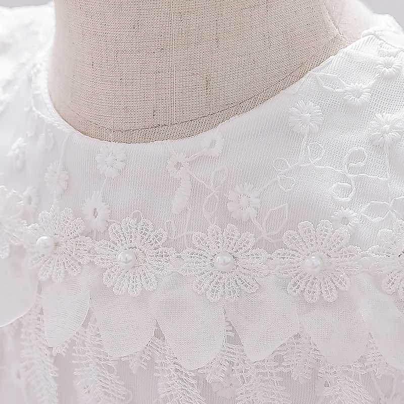 Summer White Newborn First Birthday Dress Baby Girl Dress Solid Lace Princess Baptist Dress Party Dress X250203