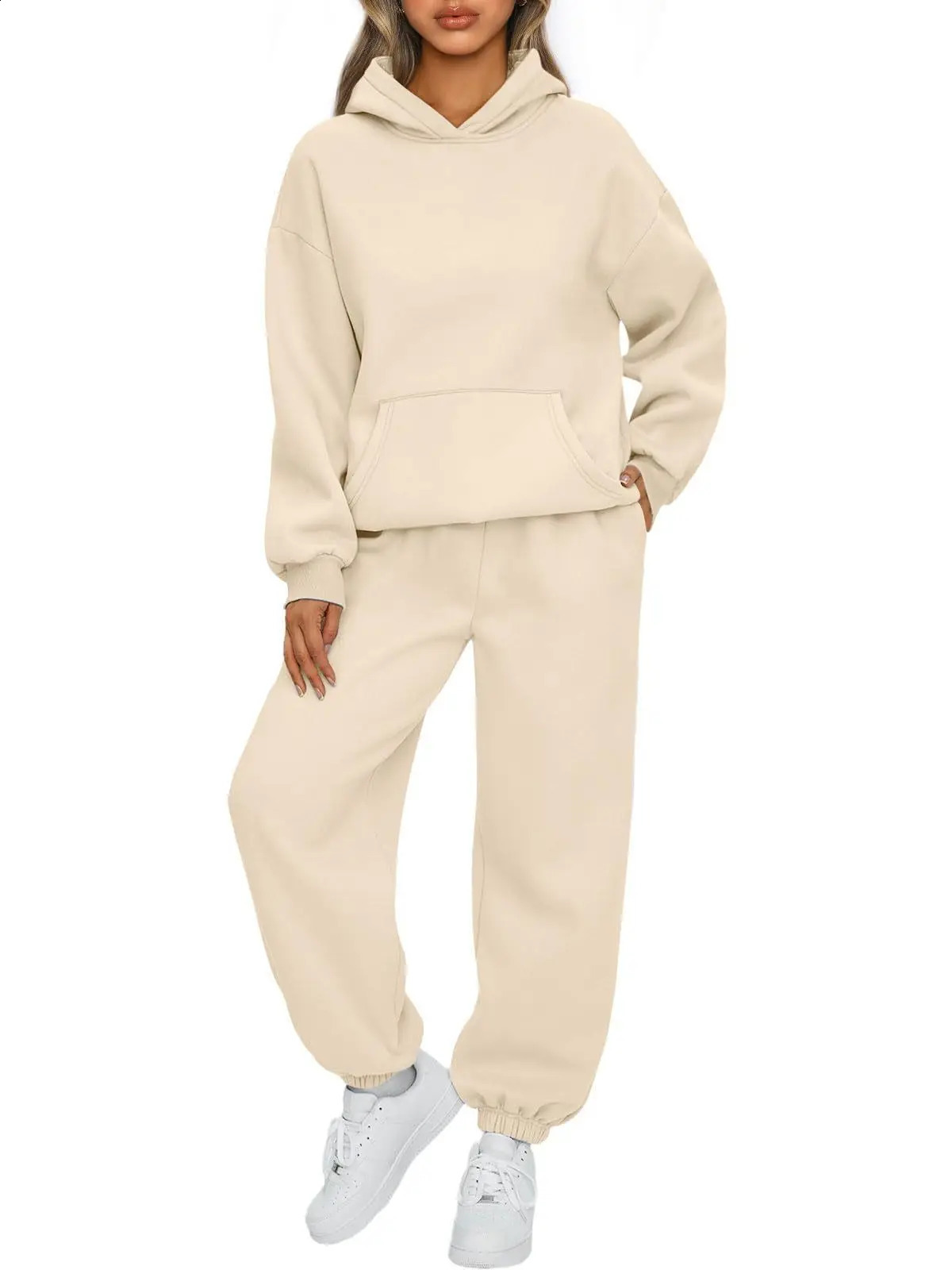 Ladies Sweat Suit Solid Color Hooded Sweatshirt And Pant Tracksuit Women Jogging Sport Set Lounge Wear Autumn Winter Clothes 250122