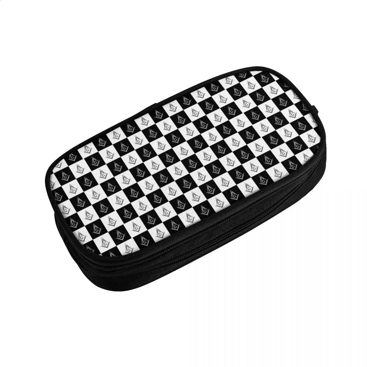 Korean Freemason Checkered Pattern Pencil Cases for Boys Gilrs Custom Mason Masonic Large Storage Pen Box Bag School Accessories 250120