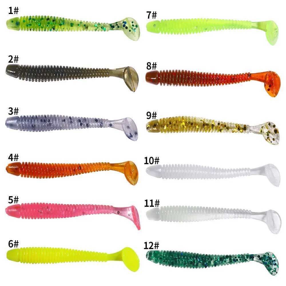 Hengjia 50pcs/Lot 4.5CM Small Soft Worm Swimbait T Tail Silicone Bait Wobbler Fishing Tackle for Carp Bass PikeXJ250122