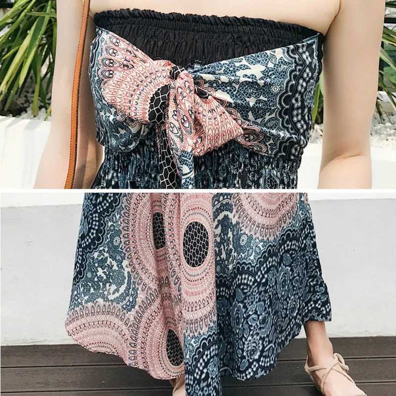 Boho Skirts Women Rayon Beach Long Dr Summer Bohemian Long Skirt Femme Elastic Waist Print Floral Bandage Halter Hippie W250120