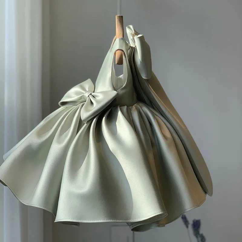 Big Bow Princess Sweet Kids Tutu Toddler Birthday Party Newborn Christening Children Baptism Baby Girls Clothes Summer Dresses X250203
