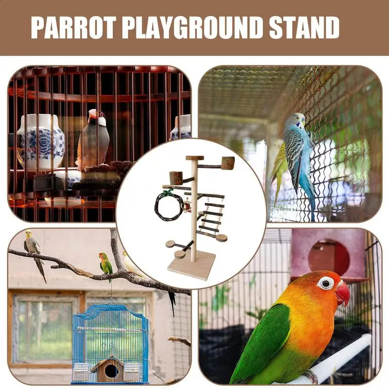 Bird Playground Parrot Play Stand Sturdy Wood Playstand For Parrots Bird Playground Training Wood Stand Perch For Cockatiel 250121